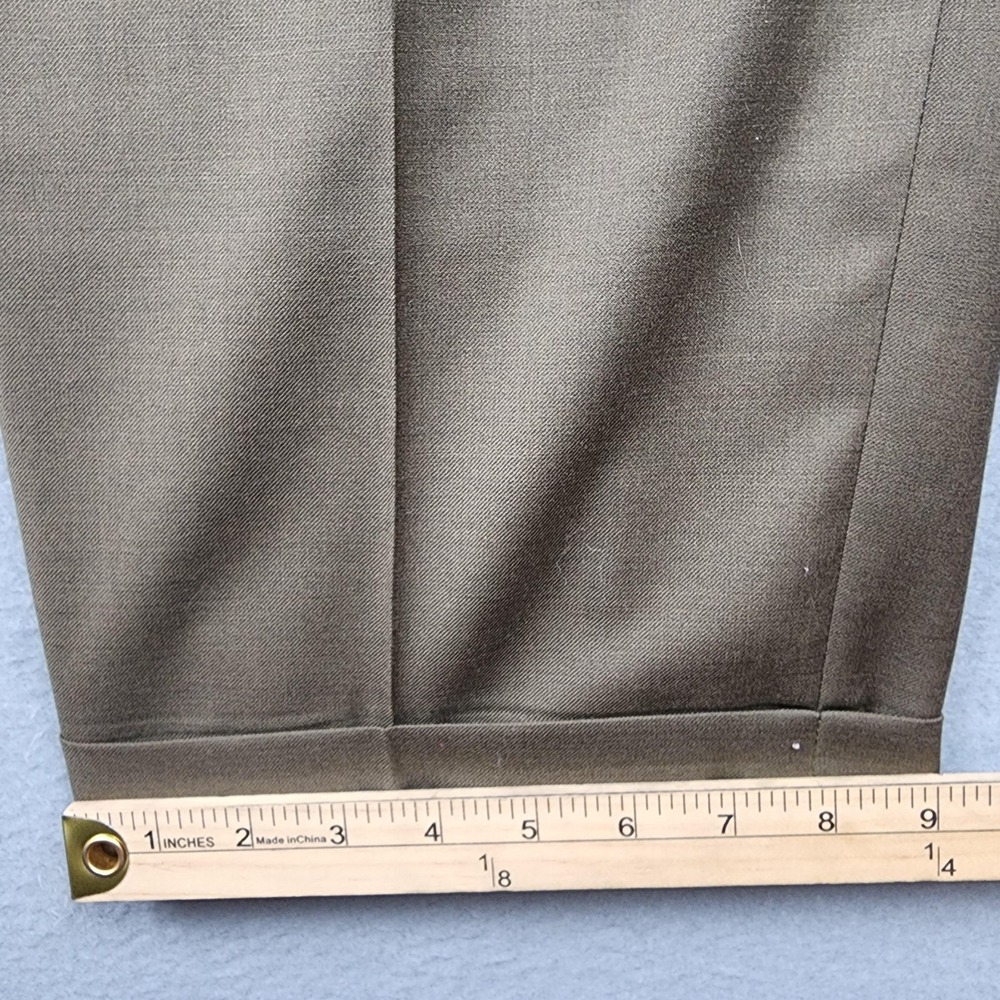 Beecroft & Bull Pants Mens 38 Brown Super 120s Wool Pleated Cuffed Comfort EZE - Picture 9 of 11